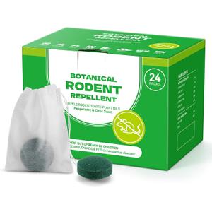 Plant-Based Mouse Repellent Pouches – Natural Rodent Deterrent with Essential Oils – Humane, Non-Toxic Mice Repellent Safe for Kids & Pets – Indoor & Outdoor Rodent Control (24)