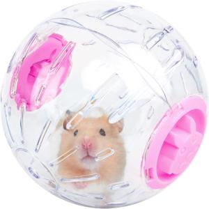 4.9 inch Hamster Ball, for Hamster Less Than 3.9 inch/10cm in Length, Portable and Compact, Hamster Exercise Toys, Pink and Clear