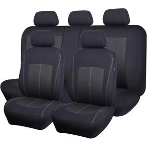 Flying Banner Car Seat Covers Full Set Universal fit Most Car,Truck,SUV and Van Comfortable Airbag Compatible Jacquard & Polyester (Full Set - Low Back, Black)