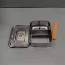 Everusely - Bento Box - Orange, 27oz / 0.8 L - Stainless Steel Lunch Box with Leakproof Condiment Container - 3 Compartment Snack Organizer for On the Go Meals - Freezer & Dishwasher Safe