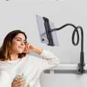 Tryone Gooseneck Kindle&Tablet Holder for Bed Hands-Free Reading on Bed Headboard for iPad, Kindle, and Switch, Flexible 30in Al-Mg Alloy Clamp Arm Stand for Tablets 4.7-10.5 in, Phone - Black - 30in
