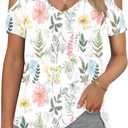 AUSELILY Womens Summer T Shirts Casual Ladies V Neck Tops Short Sleeve Cold Shoulder Loose Fit Blouse (S)