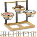 handrong Elevated Dog Bowl,5 Height Adjustable Raised Dog Bowl, Dogs Food Bowls Stand Feeding Station with 3 Food and Water Bowls for Medium, Large Dogs