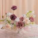 Ling's moment Artificial Flowers Fake Roses Faux Foam Gardenia Combo for DIY Wedding Bouquets Centerpieces Arrangements Bridal Shower Party Home Decorations, Mauve & Blush, 24pcs