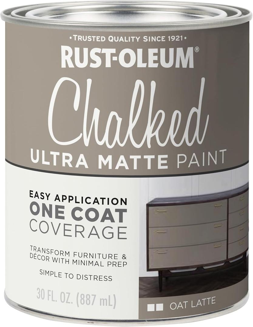 Rust-Oleum Oat Latte Chalked All-in-One Ultra Matte Paint | One Coat Coverage | No Primer, Sanding, Or Topcoat Needed | Easy Clean Up | Made in USA | 30 OZ (30 Ounce (Pack of 1))