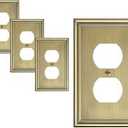 4-Pack Decorator Cover Plate, Antique Brass Decorative Switch Plates and Outlet Covers, Durable Zinc Alloy Wall Plates for Electrical Outlets, Receptacle, GFCI Outlet, Dimmer Switch