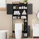 Wooden Over The Toilet Storage Cabinet with Barn Door, 7.8"D x 30.7"W x 65.4"H