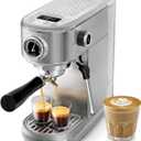 HIBREW H10B - 51mm Espresso Machine - Temperature & Cup Volume Adjustable at will - With Intelligent Display Screen & Pressure Gauge - Stainless Steel Body (Silver)