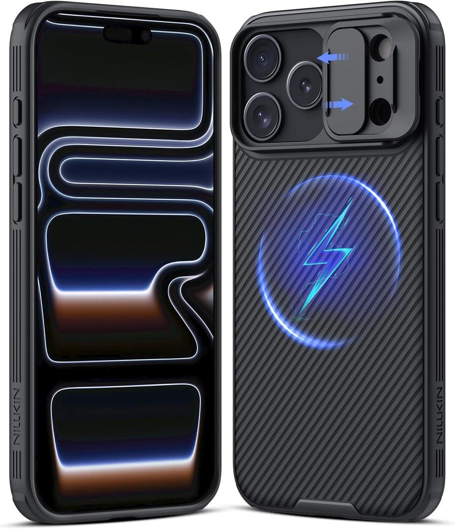 Nillkin CamShield Pro Compatible with iPhone 17 Pro,Compatible MagSafe,Case with Camera Cover,Magnetic 17 Pro 5G Case 6.3-inch Ultra-Thin Design,Shock Protection,Black