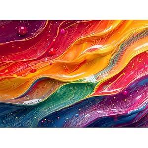 Puzzles for Adults 500 Pieces, Colorful Wall Art Jigsaw Puzzles -ChromaFlow Whispers, Impossible Puzzle for Rainbow Wall Decor
