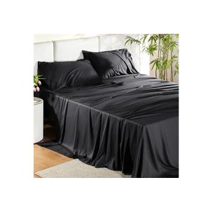 Bedsure King Size Sheet Set, Cooling Sheets King, Rayon Derived from Bamboo, Deep Pocket Up to 16", Breathable & Soft Bed Sheets, Hotel Luxury Silky Bedding Sheets & Pillowcases, Black