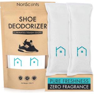 NonScents Shoe Deodorizer 1-Pack (2 Count) - Odor Eliminator, Air Freshener, Smell Absorber, Scent Remover for Shoes, Gym Bags, Soccer Cleats, Closets, Pet Area, Reusable - Shoe Deodorant