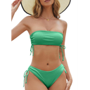 Tripsky Women's Bandeau Bikini Sets Two Piece Swimsuit High Cut Bathing Suit Ribbed Bikini Set, S