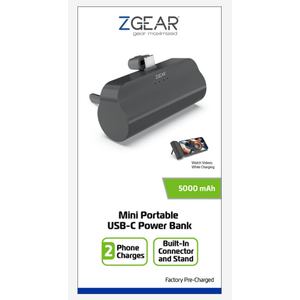 ZGear Mini Portable USB-C Power Bank 2 Phone Charges 5000 mAh