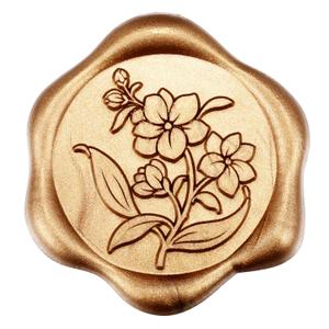 Yoption Orchid Flowers Wax Seal Stickers, 50 Pack Antique Gold Wax Seal Stickers Self Adhesive Envelope Seals for Wedding Party Birthday Christmas Invitations