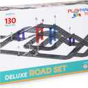 Playmags Magnetic Tiles Road Set for Kids - 130-Pieces Magnet Building Blocks Toy - Durable Creative STEM Learning Toys with Curved & Straight Car Race Track for Kids Ages 3+