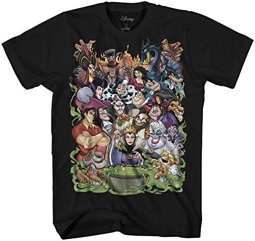 Disney Villains Group Collage Gaston Ursula Maleficent Hades Scar Hook Mens T-Shirt (X-Large, Short Sleeve Black)