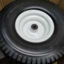 15x6.00-6 Flat Free Lawn Mower Tire and Wheel, Comes with Tire Saver Ramp, 15x6-6nhs Riding Mowers Lawn Tire and Wheel with 3/4" Bearing, 3" Centered Hub, 2 Pack