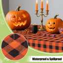 Smiry Rectangle Table Cloth, Waterproof Vinyl Tablecloth with Flannel Backing, Wipeable Buffalo Plaid Table Cover for Dining, Indoor and Outdoor (Orange & Black, 52"x70")