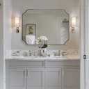ANDY STAR Brushed Nickel Mirror 30x40 Inch, Rectangle Bathroom Mirror for Wall, Large Scalloped Wall Mirror in Anti-Rust Stainless Steel Metal 1’’ Frame, Wall Mounts Horizontally or Vertically