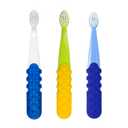RADIUS Children's Toothbrush, Totz Plus Brush, Extra Soft Bristles, White/Green/Lightblue, BPA Free & ADA Accepted, for Delicate Teeth & Gums for Children 3 Years & Up, Pack of 3