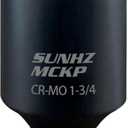 SUNHZMCKP 1/2 Inch Drive Impact Socket, SAE 1-3/4 In Deep Socket, CR-MO, 6 Point Axle Nut Socket for Easy Removal of Axle Shaft Nuts (1-3/4)