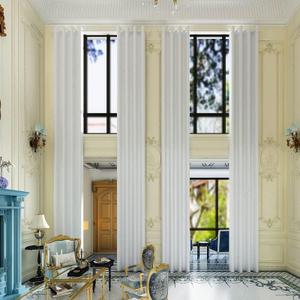 Extra Long Blackout Curtains - 2 Story High Living Room Drapes - Tall Curtains for High Ceiling or Long Window - 144 156 168 192 204 216 240 Inch 12ft-20ft Length(1 Panel,Greyish White, 52x192) (52"W x 192"L (Pack of 1))