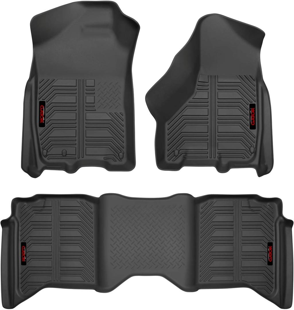 Gator 79602 Black Front and 2nd Seat Floor Liners Fits 09-18 Ram 1500 Crew Cab, 10-18 Ram 2500/3500 Crew Cab, 2019-21 Ram 1500 Classic Crew Cab (Combo Set)