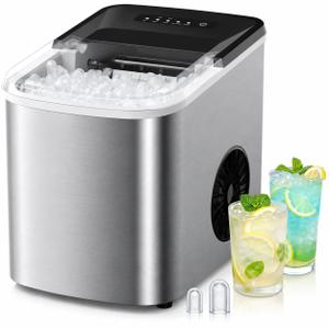 38 lbs/Day Countertop Ice Maker, 9 Ice Cubes in 3.5 Minutes
2 Ice Sizes, Self-Cleaning Portable Ice Machine, 170W Compressor, <45 dB Quiet for Home, Kitchen, Office, RV & Party