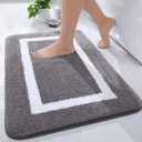 Kitinjoy Luxury Bathroom Rug Mat, Ultra Soft Water Absorbent Microfiber Bath Rug, Non Slip Plush Shaggy Bath Carpet, Machine Wash Dry, Bath Mats for Bathroom Floor, Tub and Shower, 16 x 24, Dark Grey (1'4" x 2' (Rectangular))