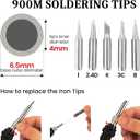 Soldering Iron Kit, 60W Soldering Iron Adjustable Temperature 30-in-1, 5 Solder Tips, Digital Multimeter, Solder Wire, Paste, Desoldering Pump, Tweezers for Electronics Hobby Enthusiast 120V US Plug