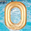 Number 0-9 Pool Float 20'' Gold Pool Birthday Party Decoration Large Inflatable Swimming Balloon for Summer Graduation Party Supplies Indoor Outdoor Backdrop Decor (Number 0)