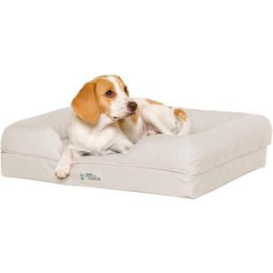 PetFusion Ultimate Dog Bed, Orthopedic Memory Foam, Multiple Sizes/Colors, Medium Firmness Pillow, Waterproof Liner, YKK Zippers, Breathable 35% Cotton Cover, Small (25x20"), Sandstone
