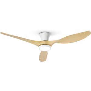 TALOYA 52 inch Ceiling Fans with Lights and Remote, Flush Mount Low Profile Ceiling Fan with Reversible DC Motor ABS Blades for Bedroom Living Room Kitchen Light Oak Finish (52inch Wood grain)