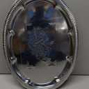 4-Pack 15.7" x 11.8" Large Silver Serving Trays for Party Set - Oval Floral Engraved Serving Platters, Wedding Birthday Mirror Tray for Christmas, Food, Appetizer, Charcuterie, Cookies, Desserts