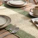 Artoid Mode Dark Green Farmhouse Rustic Paper Braided Table Runner, Seasonal Christmas Woven Kitchen Dining Table Decoration for Home Party Decor 12x108 Inch