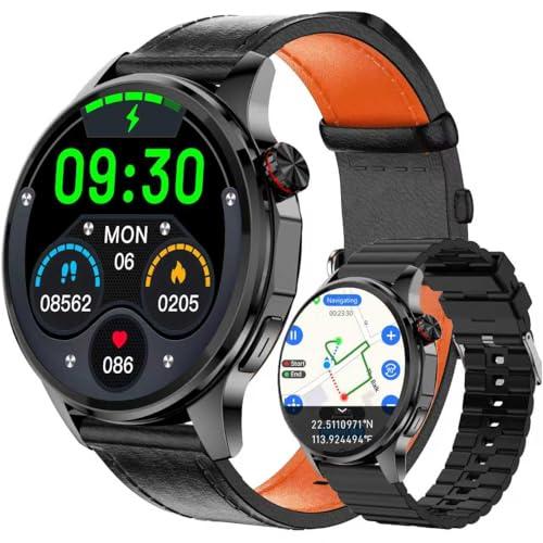 Smart Watch, GPS & Free Maps, AI, Bluetooth Call & Text, Health, Sleep & Fitness Tracker, 100+ Sport Modes, Waterproof, Long Battery Life, Waterproof, Compass, Barometer, 2 Bands Smartwatch for Men