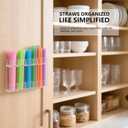 Ortarco Straw Holder Organizer for Cabinet Door, Reusable Tumbler Straw Storage Container, Large Acrylic Sticky Cupboard Door Straw Holder, Kitchen Accessories Container (Transparent)