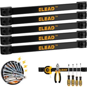ELEAD Magnetic Storage Organizer Tool Holder - 6-Piece Wall Mount Rack Garage Organization Power Magnet Hanger Workbench Board Slatwall Van Organizers Mounted Hanging Strip