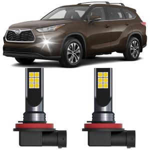 Light Bulbs Fits for 2014-2023 Toyota Highlander Replacement Bulbs, 6500K Cool White, Plug and Play Fog Light Blubs Replacement Package
