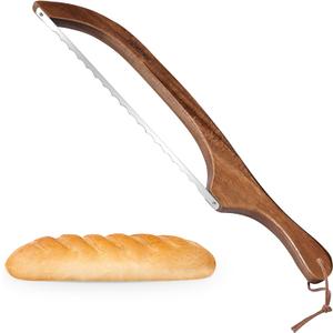 Bread Knife for Homemade Bread,Sourdough bread knife,15.7" Bread slicer for Homemade Bread, Baguettes and More Cuts Thin,Bow Design Easy to Cutting Even Slices (Brown)