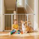 Mumeasy 29.7–51 Inch Extra Wide Baby Gate for Stairs, Extra Long Indoor Dog Gate for Doorways, Pressure Mounted Walk Thru Child Gate with Auto-Close, No-Drill Safety Pet Gate with Door for House,White