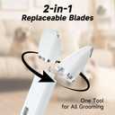 Each Cool Dog Paw Trimmer  2-in-1 Pet Hair Clippers for Dogs & Cats  Double Blades with 1cm Precision Head & 3.2cm Body Blade  Quiet, Rechargeable, Washable  for Paws, Ears, Eyes, Face, & Rump