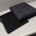 Small Storage Ottoman Foot Rest, Velvet Ottoman with Storage and Side Pocket, Black Foot Rest for Couch, Foldable Footstool for Chair, Living Room&Dorm, 16"x12"x12"