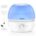 BOXING 3L Cool Mist Humidifier, Ultra Quiet 20dB for Bedroom, Baby & Office, Top Fill Air Humidifier for Home Office & Indoor Plants, 30H Runtime, Essential Oil Tray, Night Light, BPA-Free, White