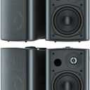 STUDIOFINIX 5.25 Inches 600 Watts Indoor Outdoor Bluetooth Speakers All Weather Wired Wall Mount System for Patio Deck (4 Speakers) (Black)