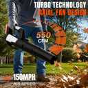 Leaf Blower Cordless with 2.0Ah Battery & Fast Charger, Brushless Motor