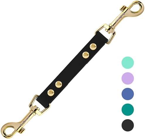 PetBonus Dog Collar Safety Clip, Waterproof Backup Safety Strap for Dog Harness to Prong Collar, Odor Proof Double Ended Clasp Leash Connector for Training Walking (Black)