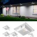 4 Pack White Solar Powered Gutter Lights Outdoor Decorative Waterproof 12 LEDs Yard Lamp for Lighting Fence, Railing, Outside Wall, Deck, Garden, Path, Backyard, Walkway, Patio, Holeless Installation
