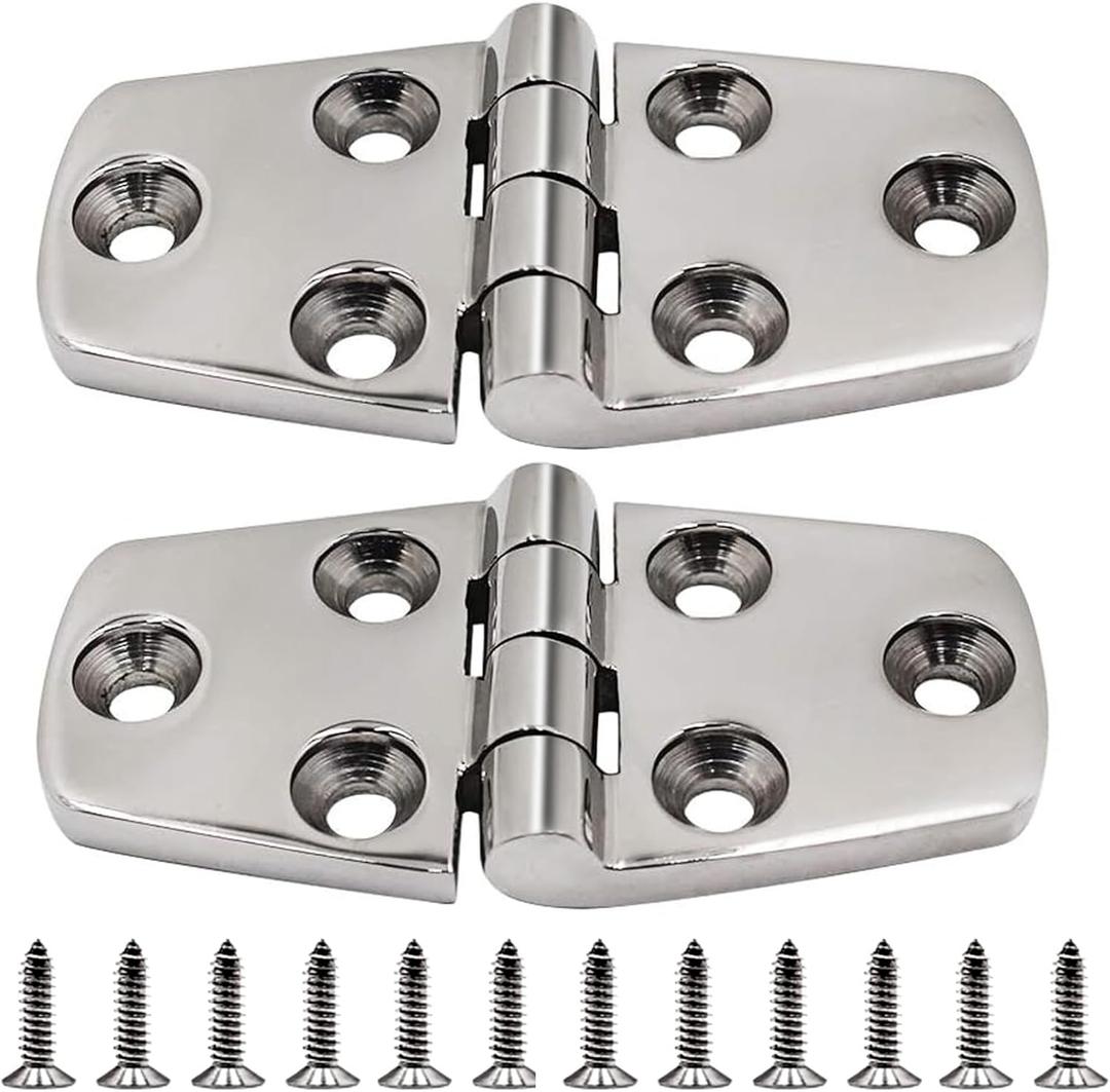 316 Stainless Steel Hinges Marine Grade 3" x 1.5" Heavy Duty Boat Hatch Hinge (76 mm X 38 mm) Casting Cabinet Door Hinge with Screws (2 Pack)
